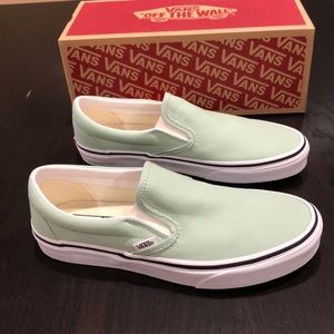 vans slip on aqua